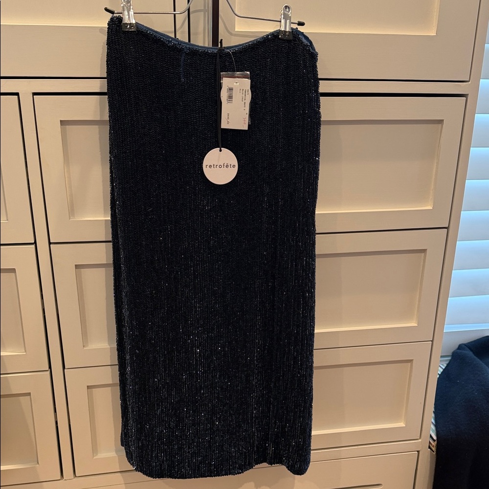 Retrofete Black Sequin Maxi Skirt